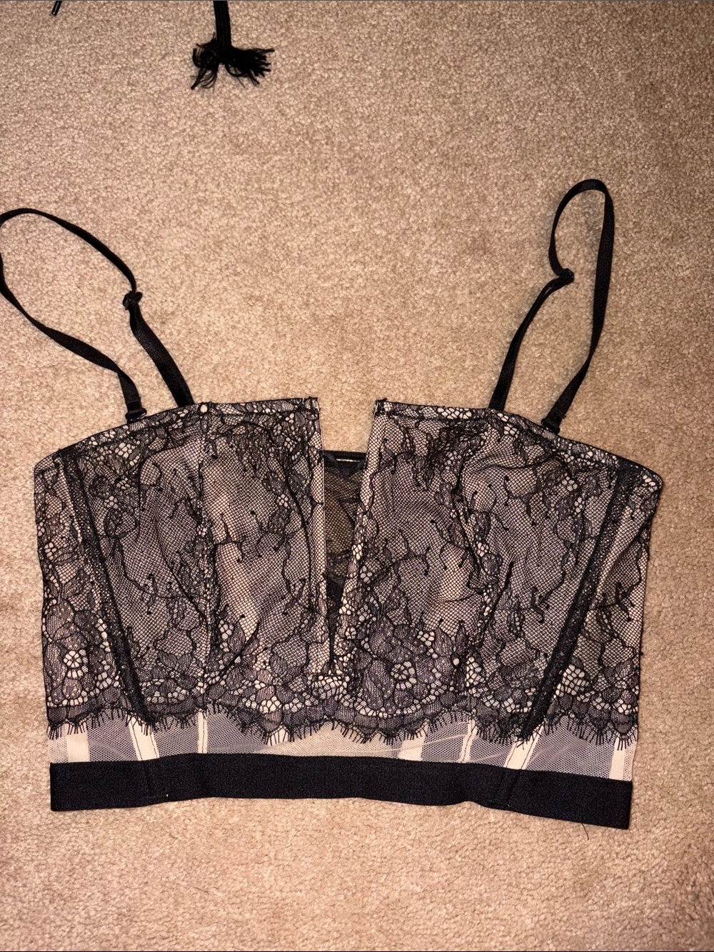 Victoria’s Secret Lace Nude and Black Corset Top